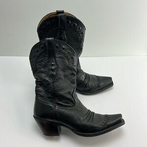 Ariat Cowboy Boots Black Leather Dixie Cowgirl Boots Womens Size 8.5